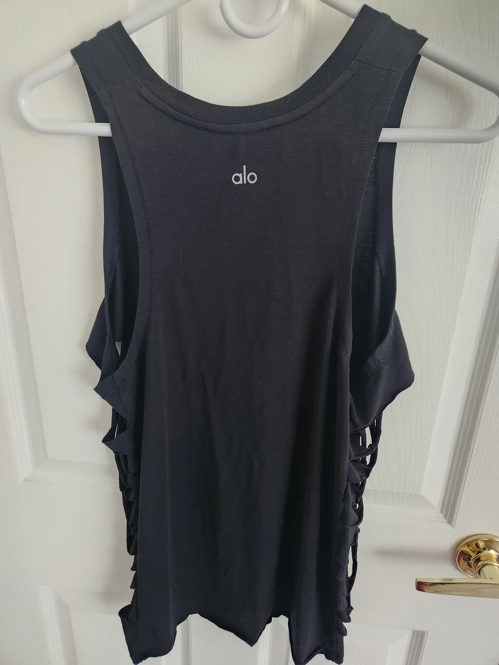 ALO Yoga Black Ripped Sleeveless Tank Top